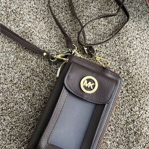 Michael Kors Dark Brown and Gray Crossbody Bag